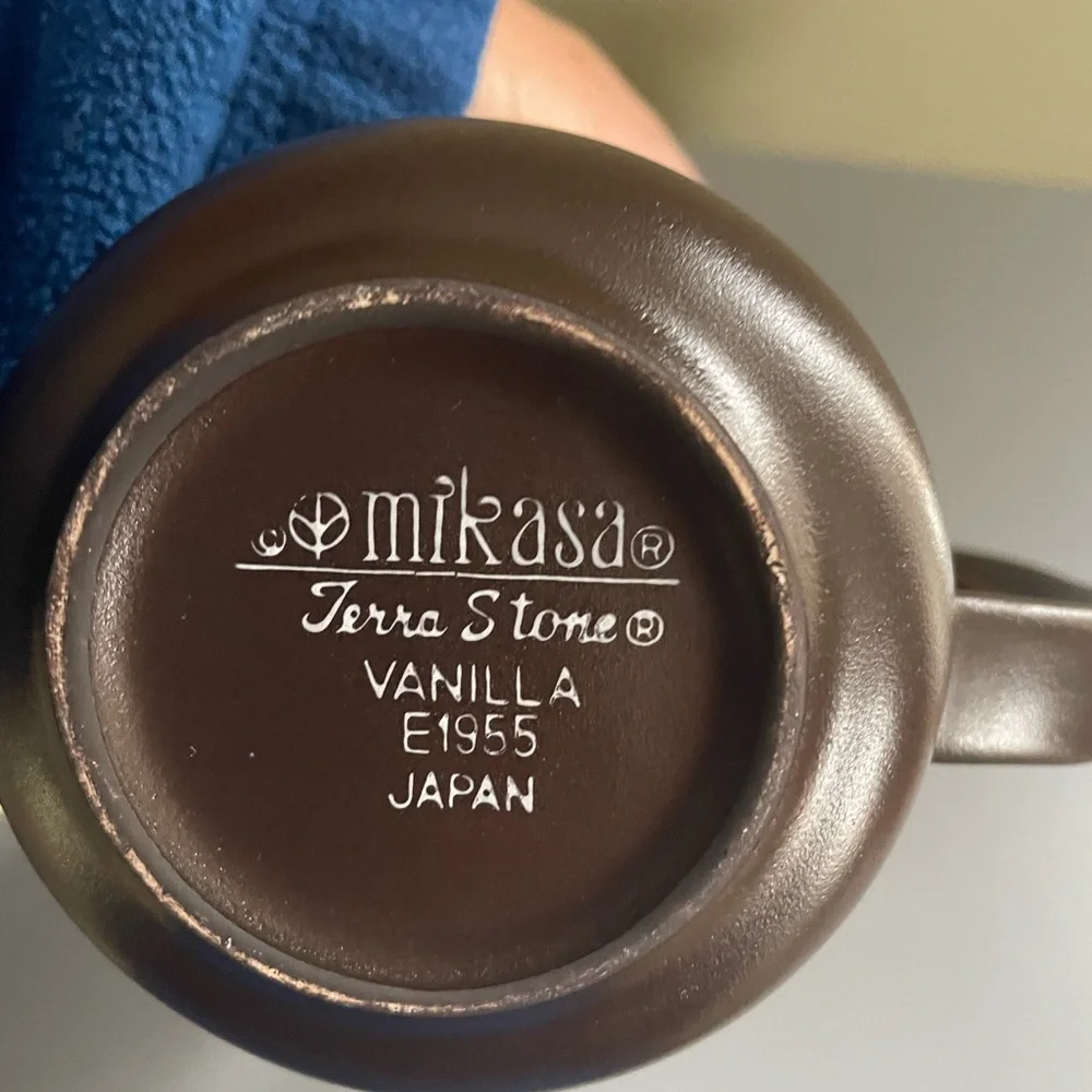 Vintage Mikasa Terra Stone Vanilla Covered Sugar Creamer Set E1955 Japan MCM